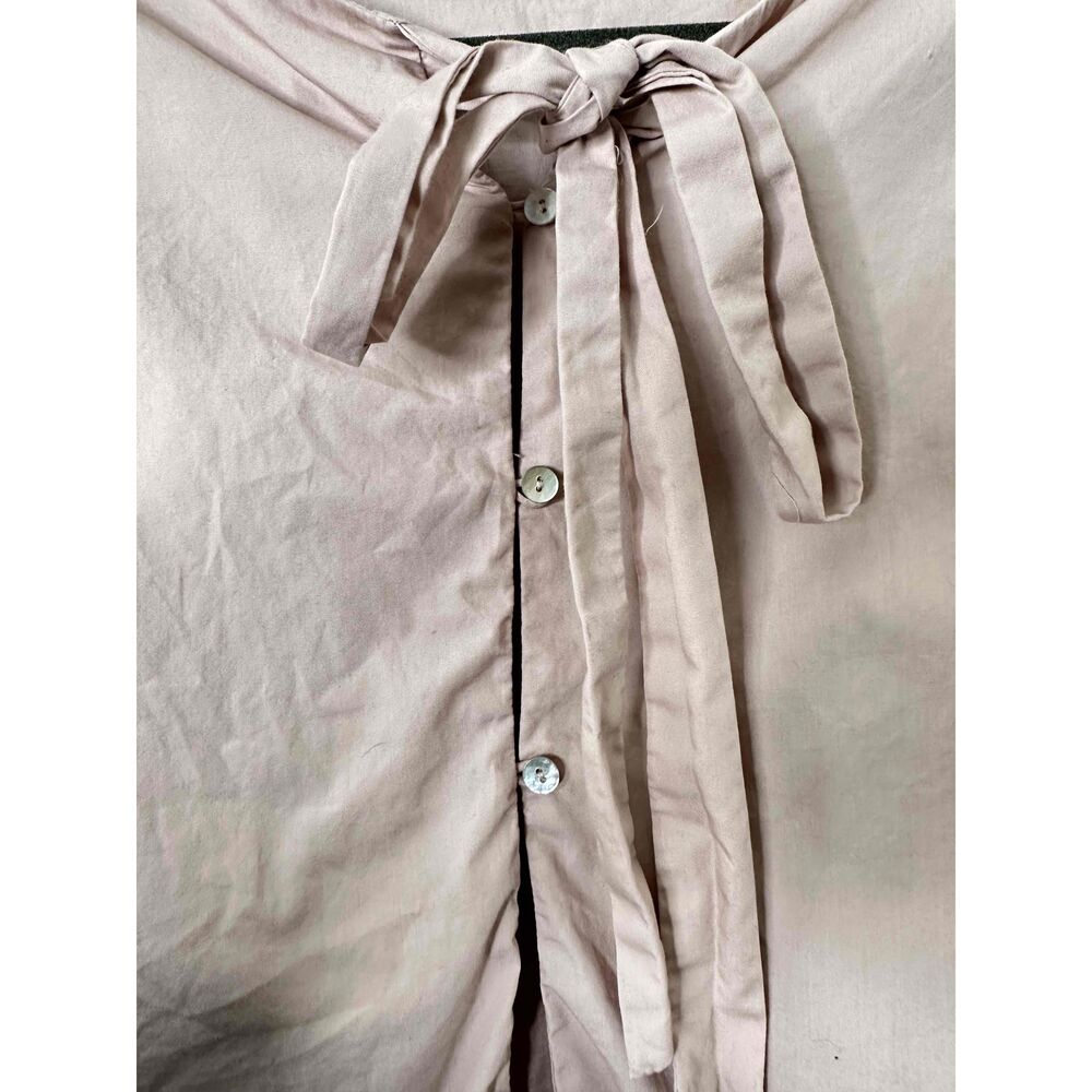 Free People Blouse Womens Size Small Dusty Rose Long Tie Bell Sleeve Button Back - Picture 8 of 12